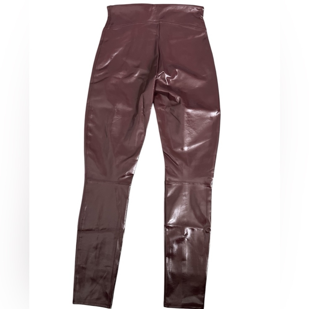 SPANX Shape Faux Patent Leather Vegan Leggings Pants Ruby Red NWT - Picture 12 of 15